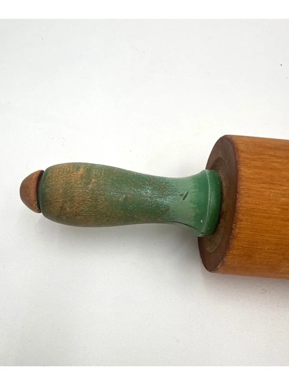 Vintage Rolling Pin with Green Handles Country